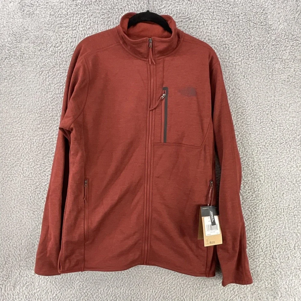 The North Face Jacket Mens Medium Red Canyonlands Fleece Full Zip Hiking Outdoor